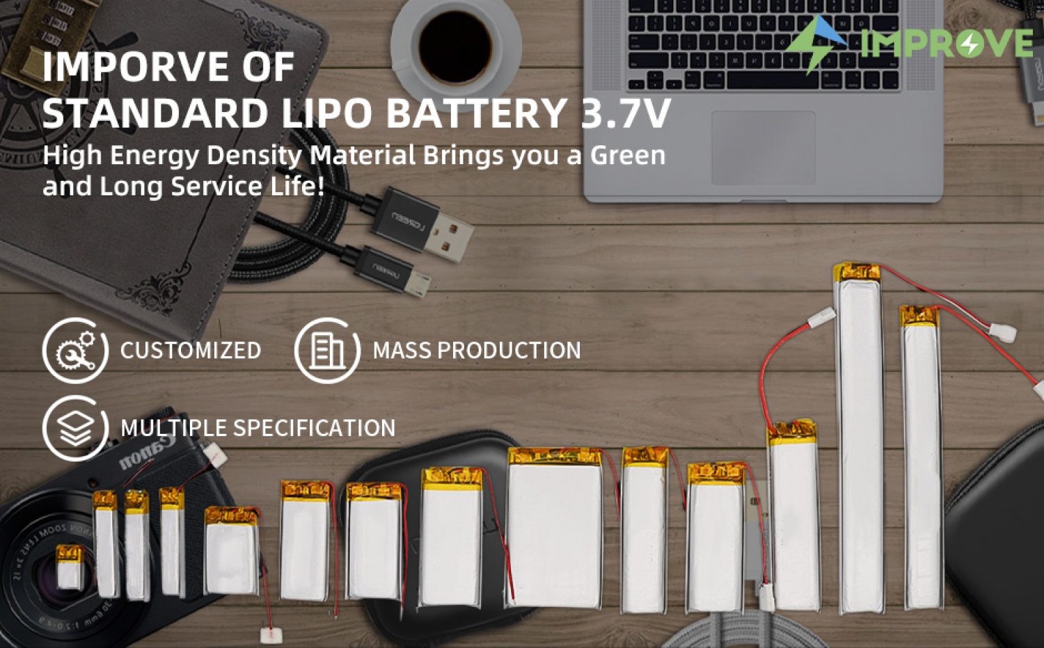 IMPROVE BATTERY Standard Lipo Battery 3.7V